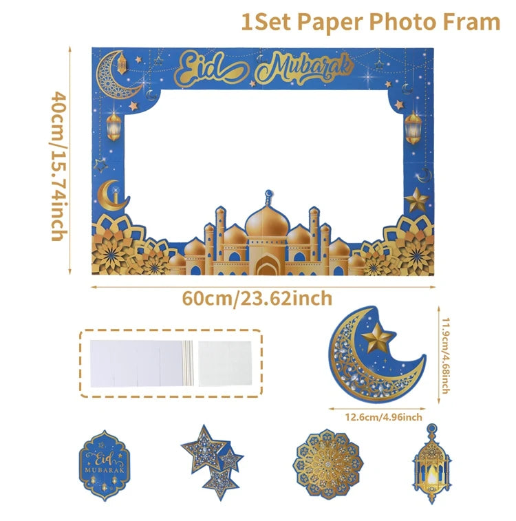 1set Eid Mubarak Photo Booth Props Star Moon Castle