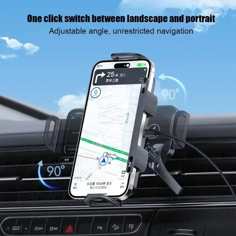 Car Wireless Charger Dual Coil Fold Screen Car Vent Mount Holder 15W Fast Wireless Charging For Samsung Galaxy Z 4 3 Fold Flip