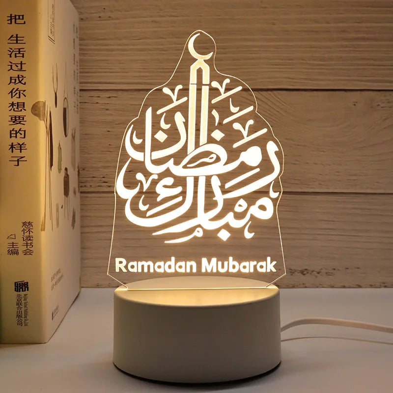 3D Moon Castle Acrylic LED Night Light Eid Mubarak