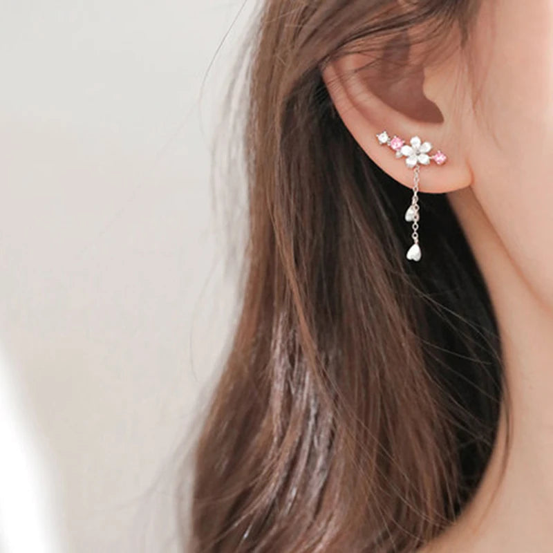 Romantic Zircon Flower Stud Earring