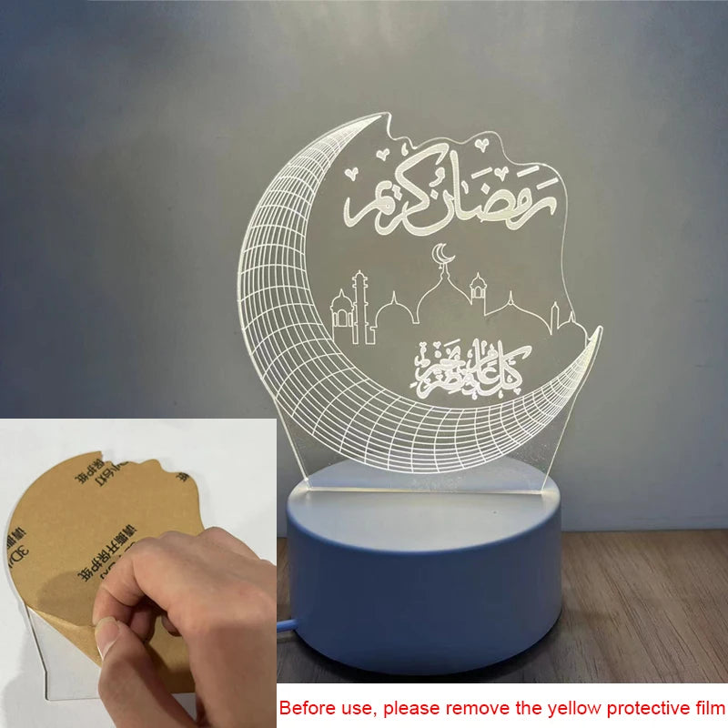 3D Moon Castle Acrylic LED Night Light Eid Mubarak