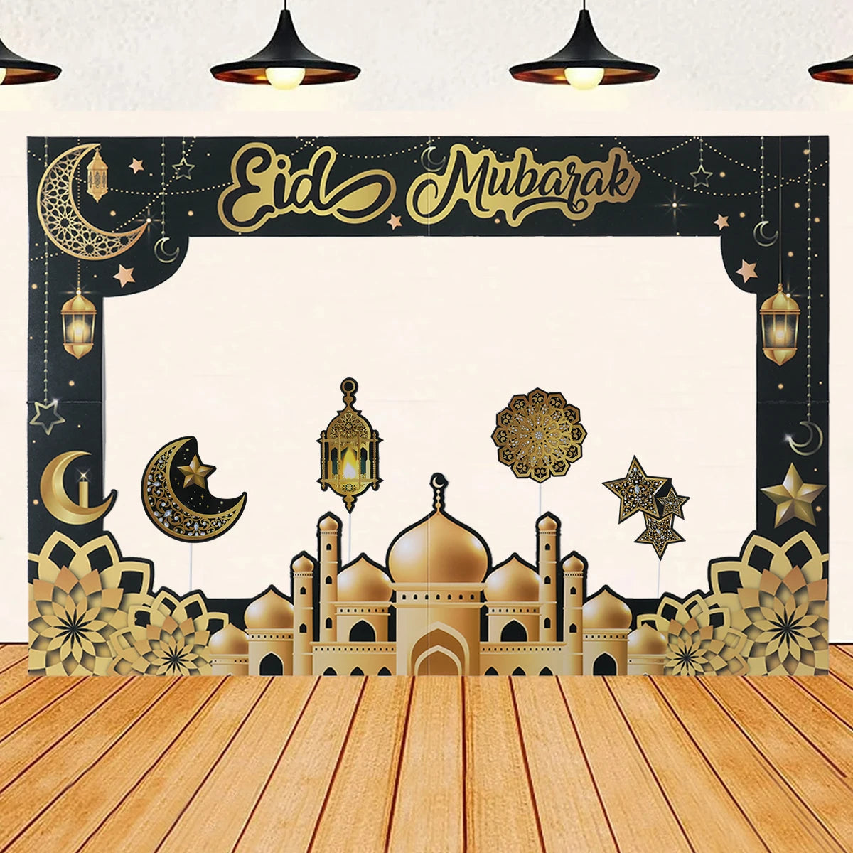 1set Eid Mubarak Photo Booth Props Star Moon Castle