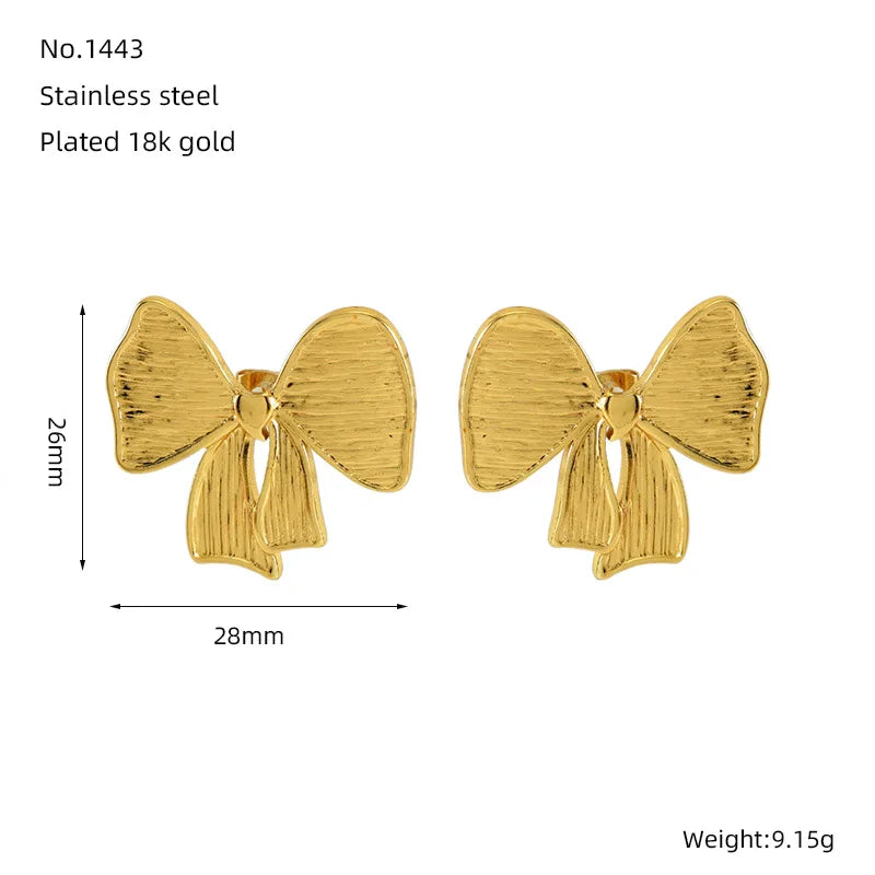 Stainless Steel Metal Stud Earrings 18K Gold Plated