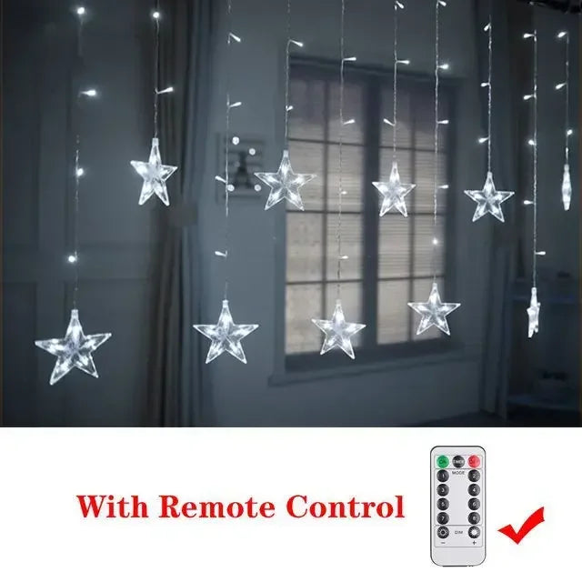 Star Moon Led Curtain Garland String Light EID Mubarak Ramadan Decoration