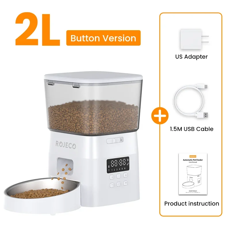 Pet Feeder Button Version Auto Cat Food Dispenser