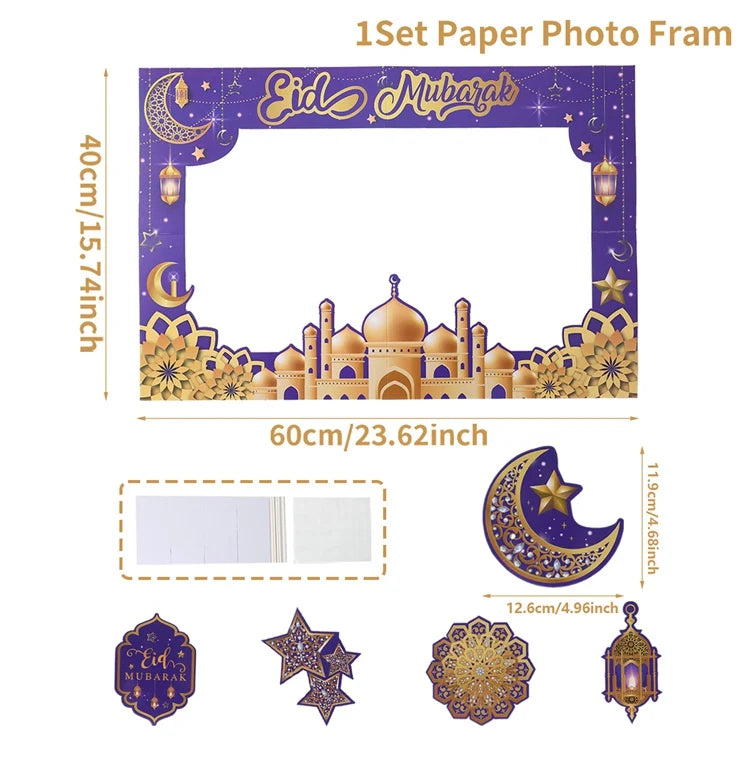 1set Eid Mubarak Photo Booth Props Star Moon Castle