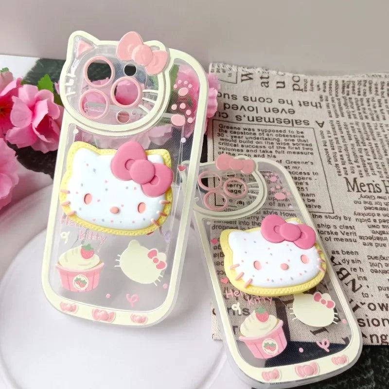 Hello Kitty Stand Phone Cases For iPhone 16 15 14 11 13 12 Pro Max XR XS 7 8 Plus Original Shockproof Cover Y2K Case