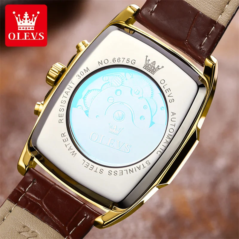 OLEVS Luxury Rectangular Dial Mechanical Watches