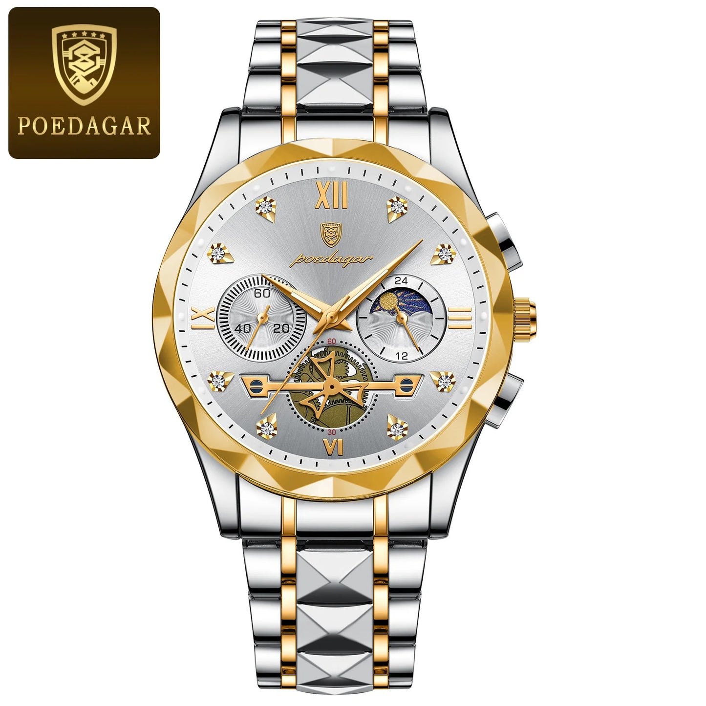 POEDAGAR Luxury Man Wristwatch Waterproof Luminous Chronograph Watch