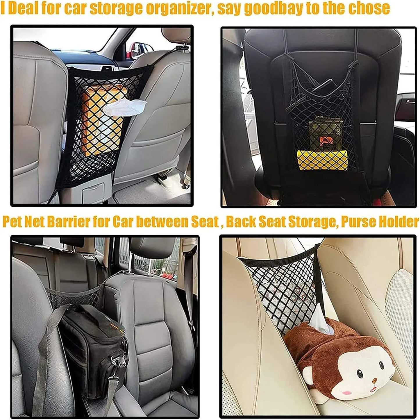 Pet Car Barrier with Safety Mesh Storage