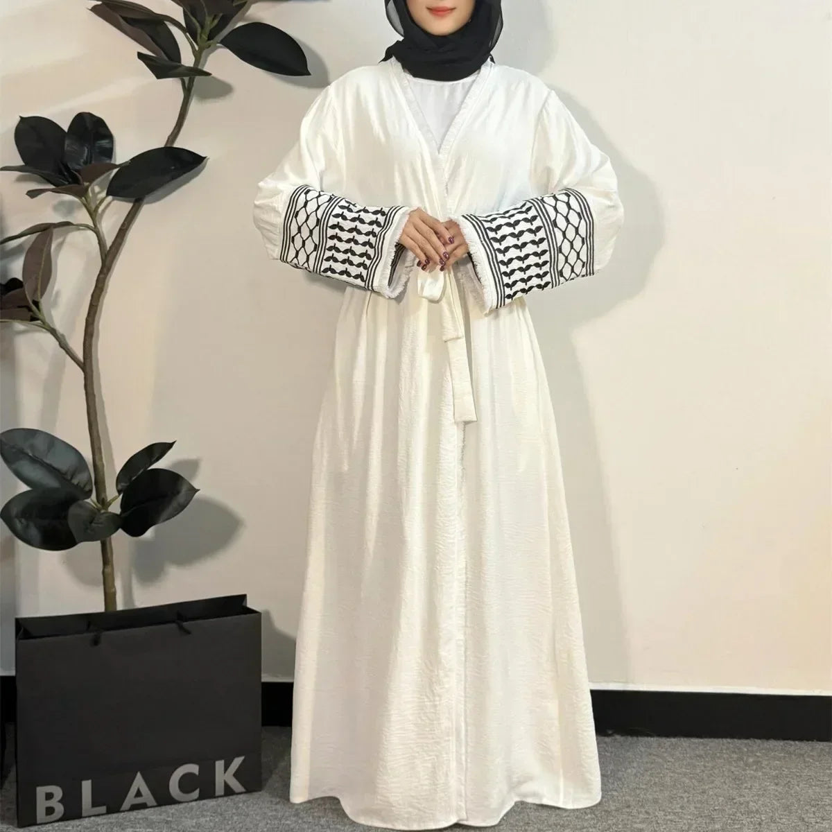 Open Front Abaya Muslim Long Sleeve Cardigan