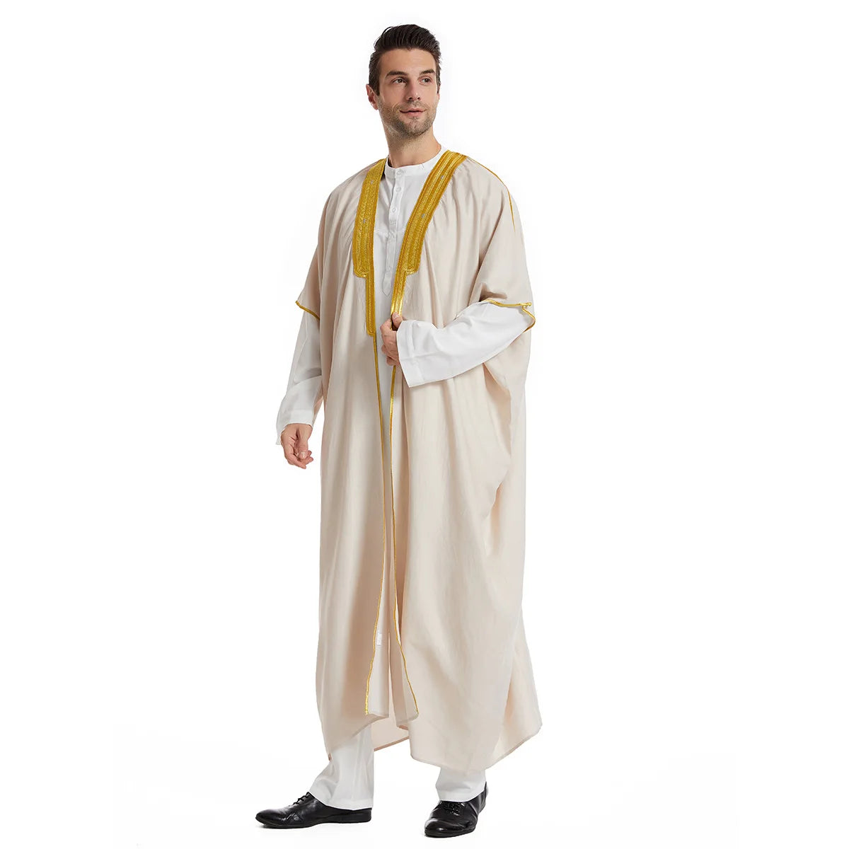 Muslim Men Jubba Thobe Men's Cardigan Abaya Long Dress