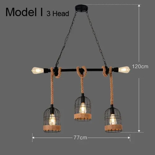 Industrial Rustic Pendant Lights Hemp Rope Indoor