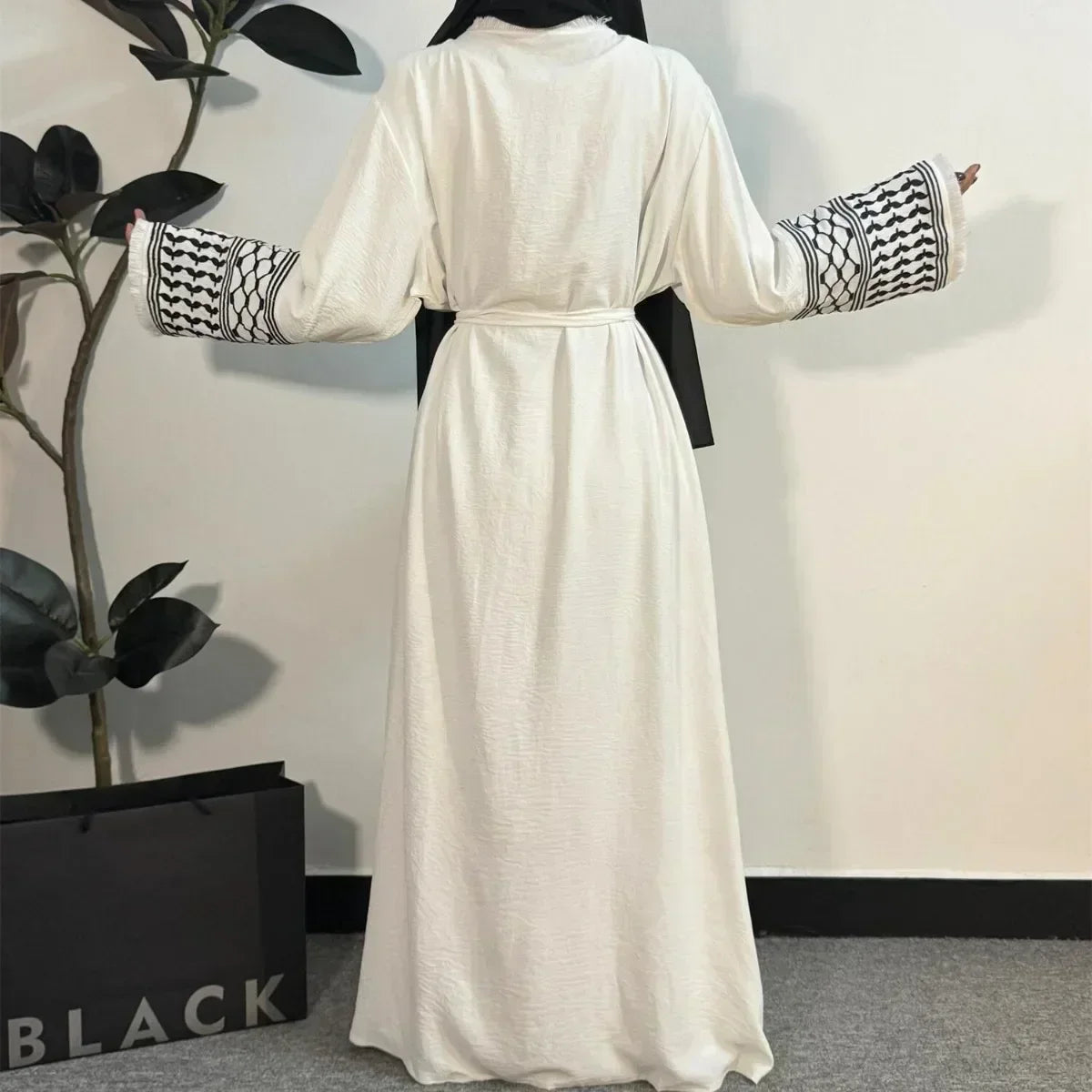 Open Front Abaya Muslim Long Sleeve Cardigan