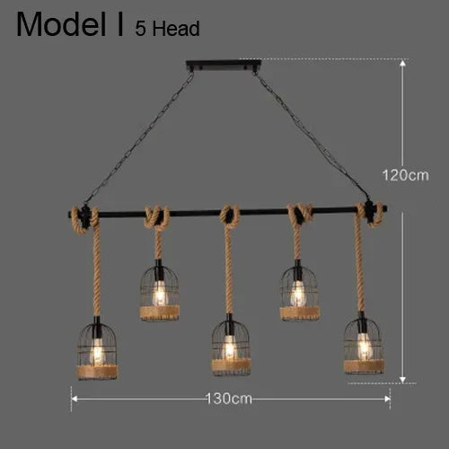 Industrial Rustic Pendant Lights Hemp Rope Indoor