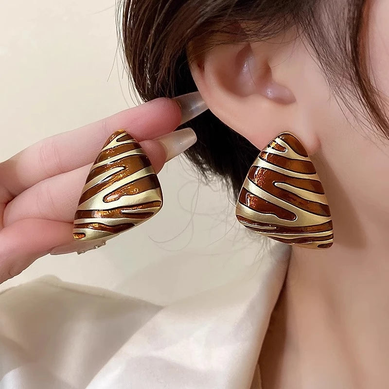 Vintage Triangular Stud Earrings for Women