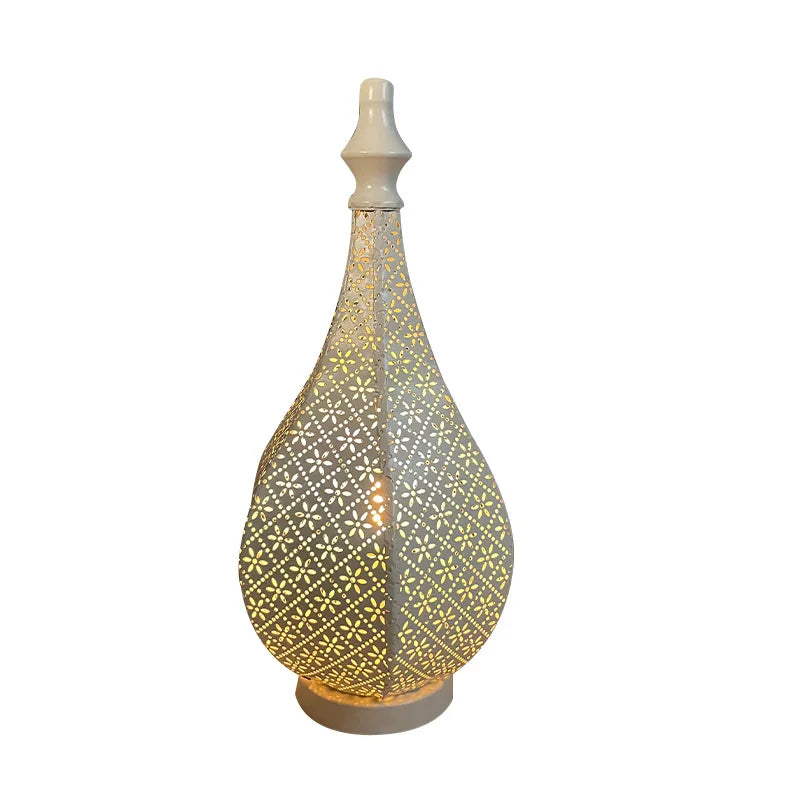 White Hollow LED Wind Lamp Lantern Home Table Decoration for EID Mubarak Ramadan Kareem