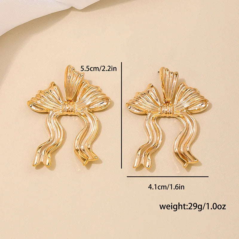 Stainless Steel Metal Stud Earrings 18K Gold Plated