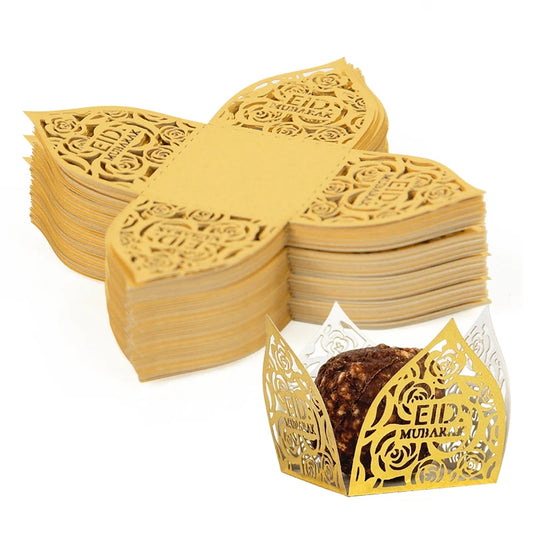 10-50Pcs Eid Mubarak Decoration Candy Food Tray Box