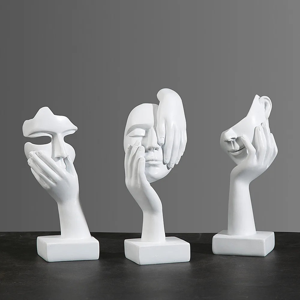 Resin Abstract Mask Statues European Miniature Figurines for Interior Home