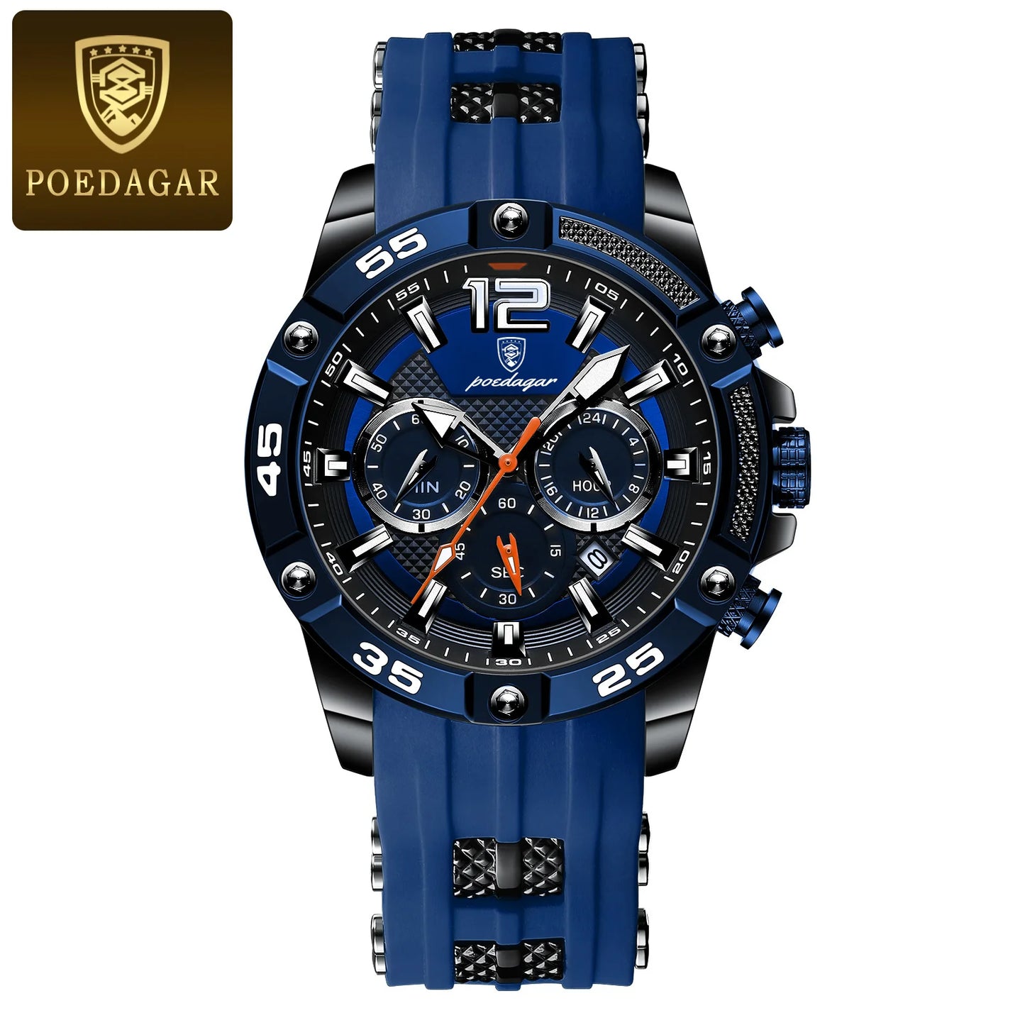 POEDAGAR Luxury Man Wristwatch Sport Chronograph Waterproof