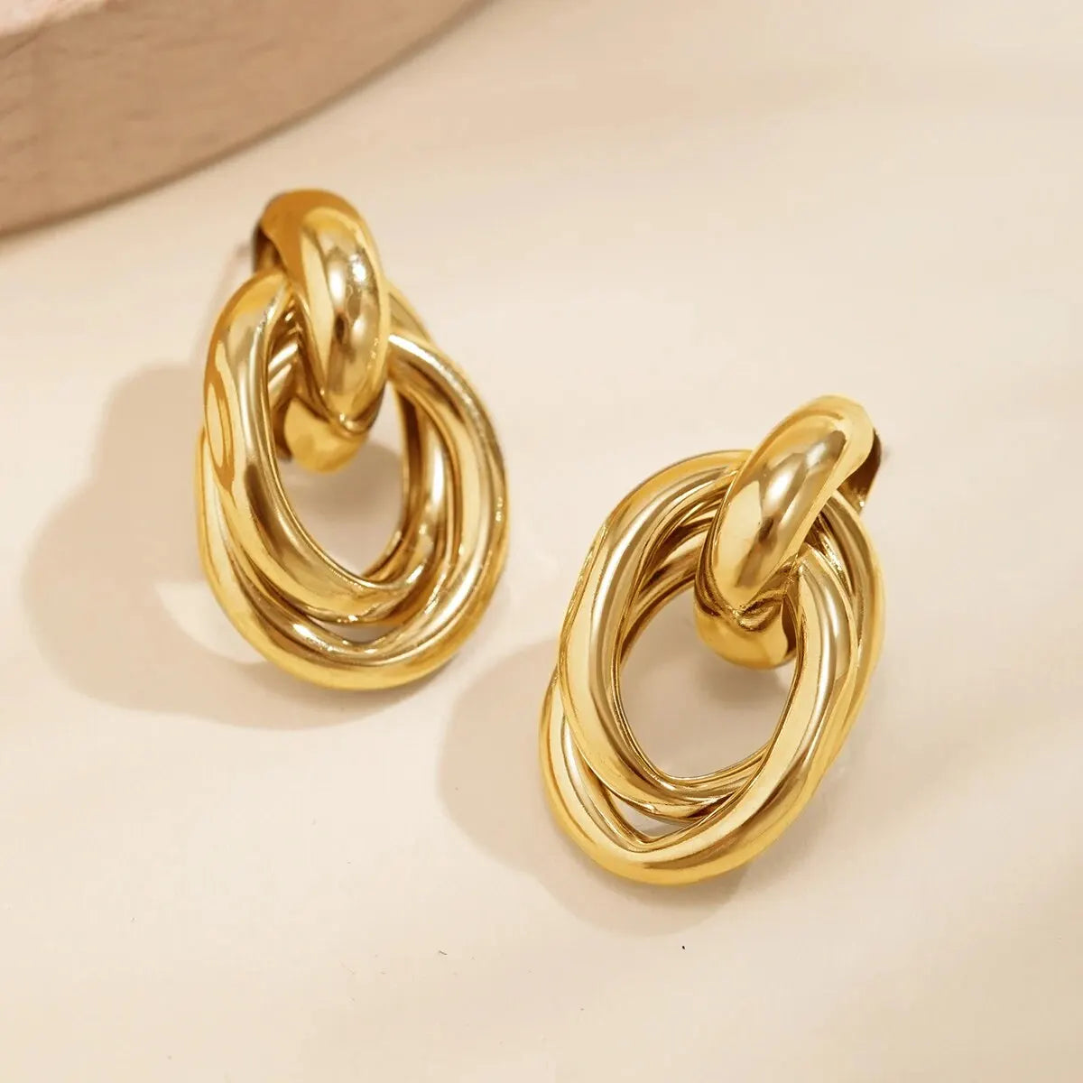 Classic Trendy Gold Color Geometric Stud Earrings