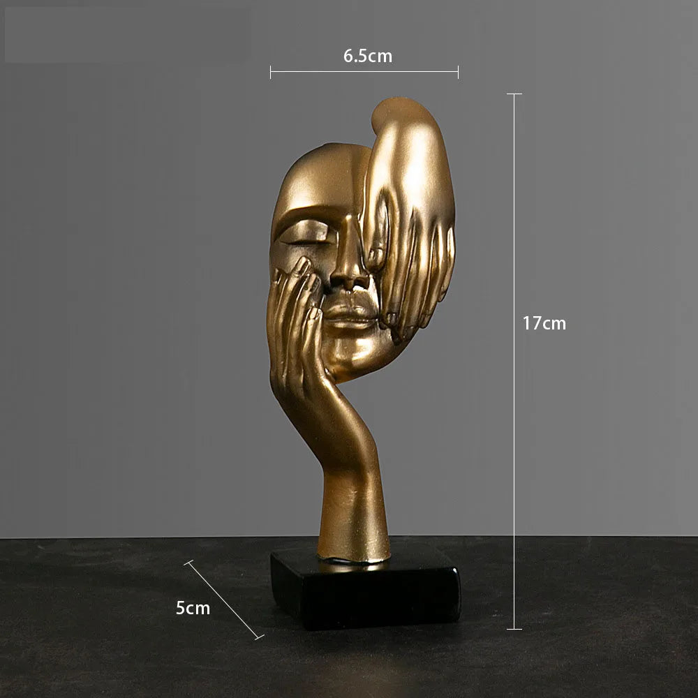 Resin Abstract Mask Statues European Miniature Figurines for Interior Home