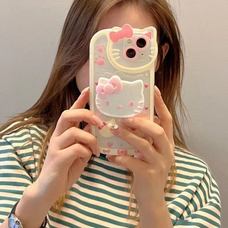 Hello Kitty Stand Phone Cases For iPhone 16 15 14 11 13 12 Pro Max XR XS 7 8 Plus Original Shockproof Cover Y2K Case