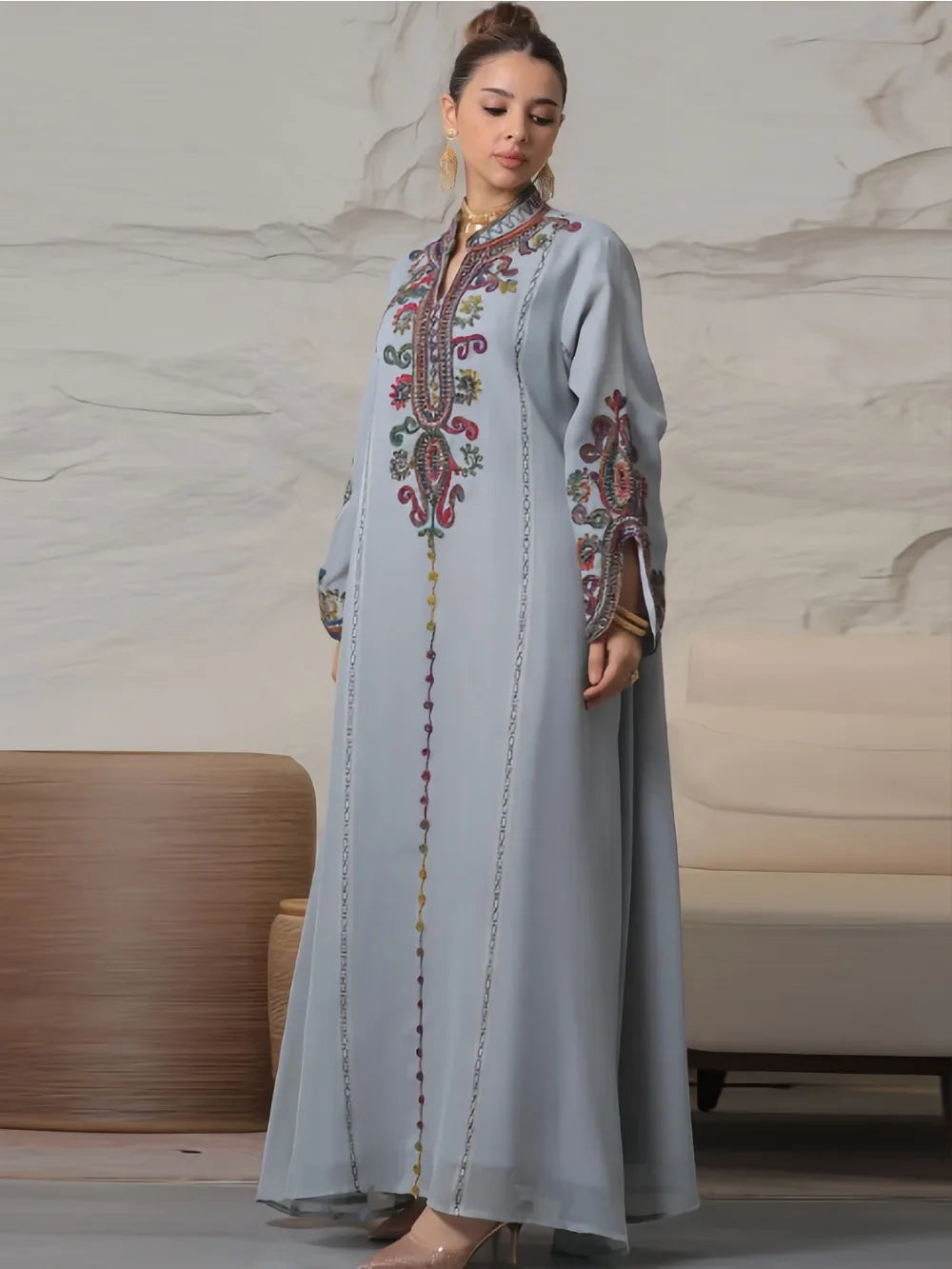 Muslim Abaya for Women Party Dresses Embroidery Long Robe