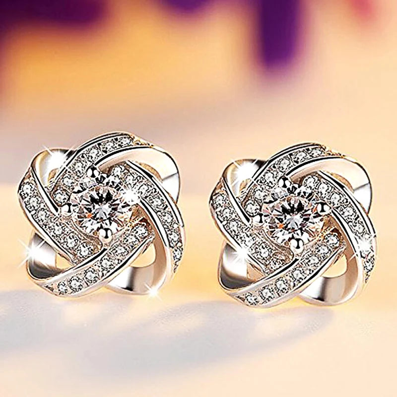 Elegant Lady Aesthetic Stud Earrings with Brilliant Zirconia Graceful