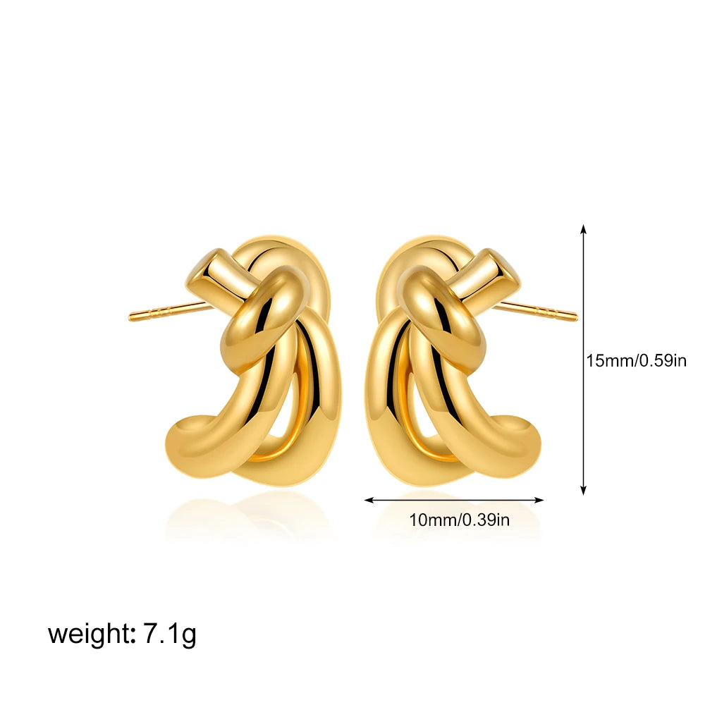 Geometric Stainless Steel Gold Sliver Color Bilayer Stud Earring