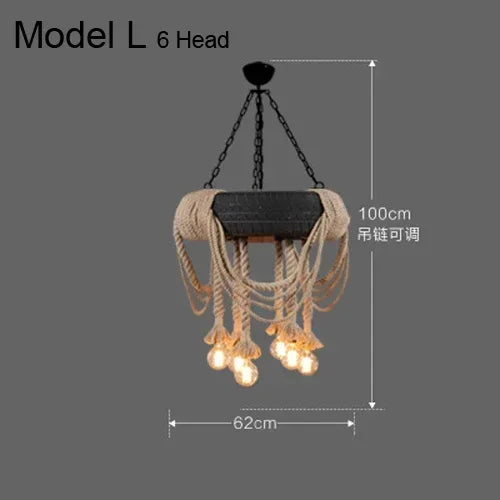 Industrial Rustic Pendant Lights Hemp Rope Indoor