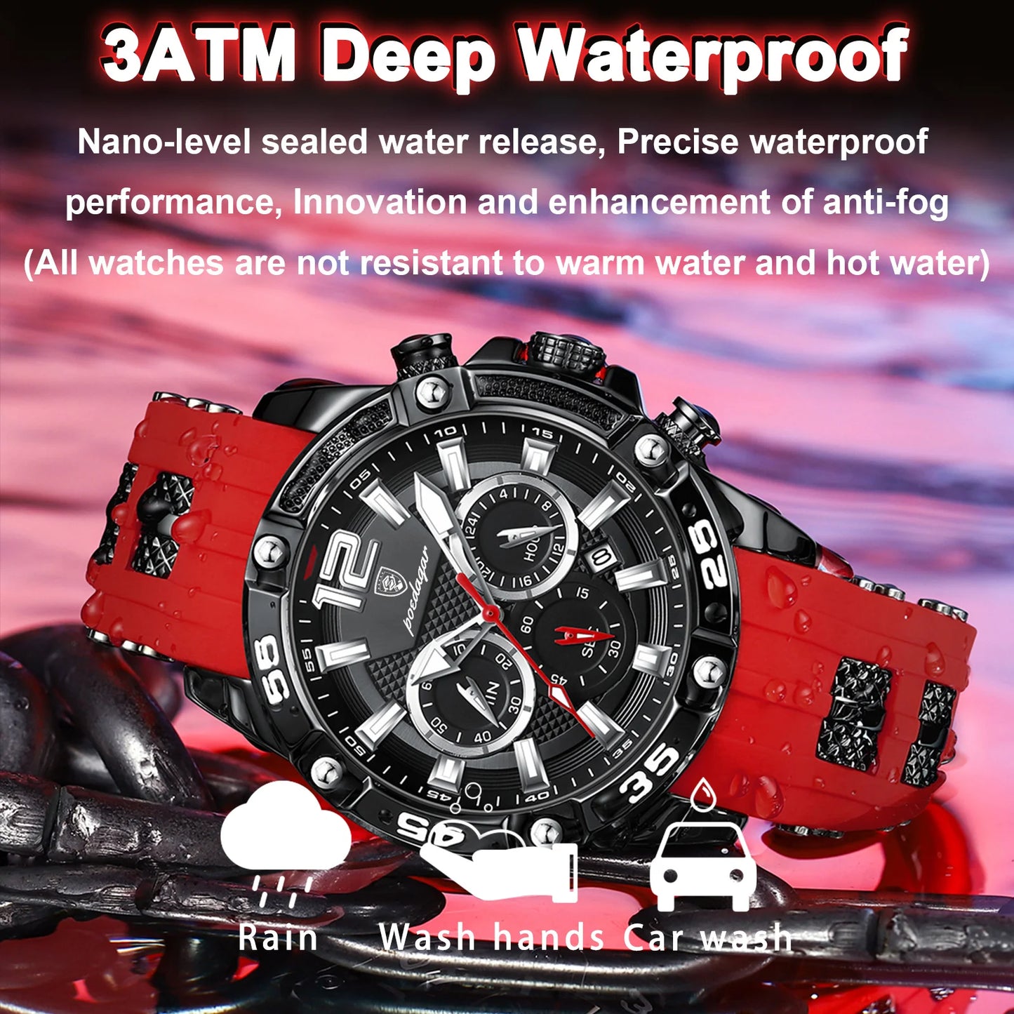 POEDAGAR Luxury Man Wristwatch Sport Chronograph Waterproof