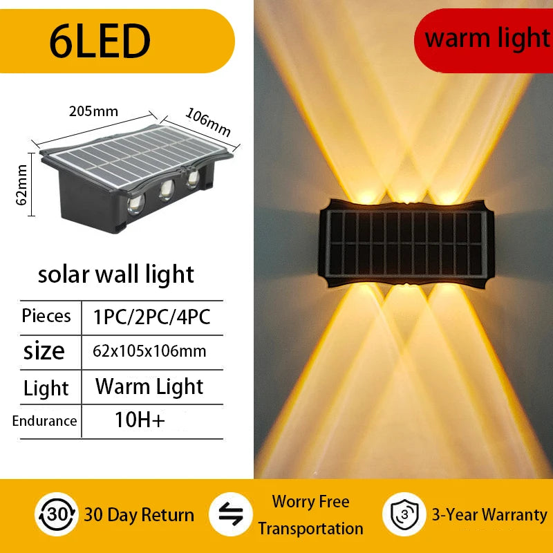 Solar Wall Lamp Outdoor Warm Light Waterproof