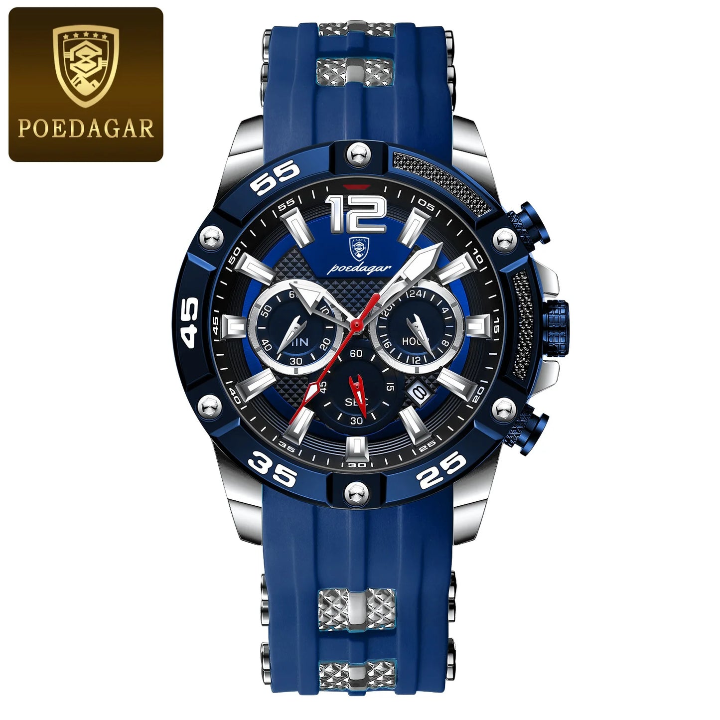 POEDAGAR Luxury Man Wristwatch Sport Chronograph Waterproof