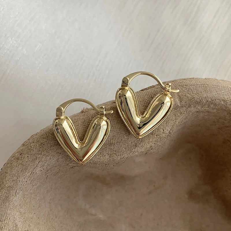 Trendy Heart Stud Earrings Luxury Love