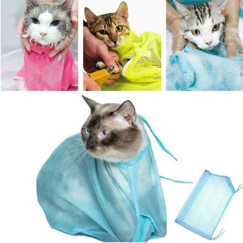 Mesh Cat Groom Bath Bag Adjustable