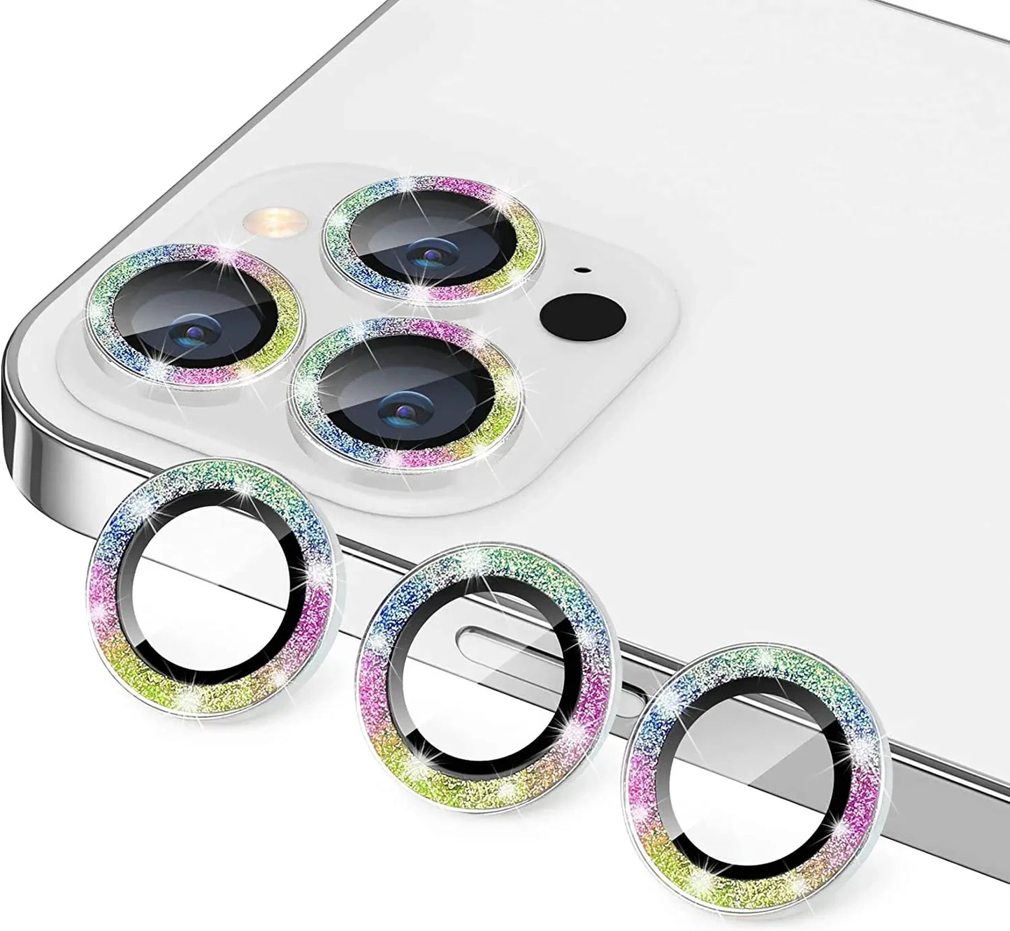 Glitter Camera Lens Protector Cover for iPhone 16 15 Pro Max 13 11 Pro 14 15 Plus 12 Mini Tempered Glass Protection Accessories