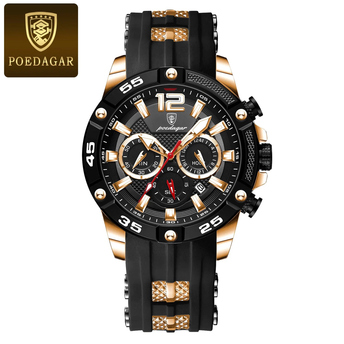 POEDAGAR Luxury Man Wristwatch Sport Chronograph Waterproof