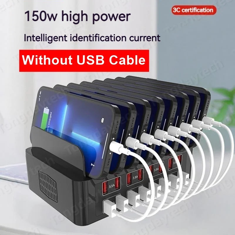 150W Universal Multi USB Fast Charger 16 Port 3.5A MAX Charging Station Stand For Ipad Iphone 14 13 Samsung S22 Xiaomi Tablet