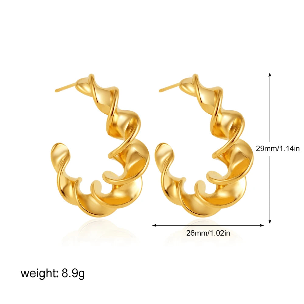 Geometric Stainless Steel Gold Sliver Color Bilayer Stud Earring