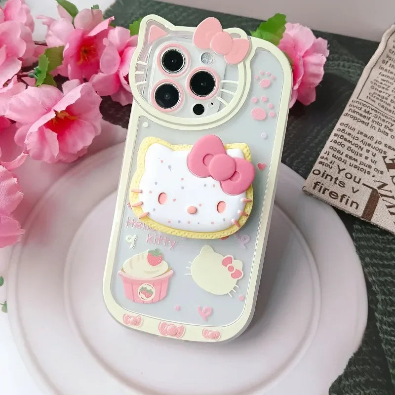 Hello Kitty Stand Phone Cases For iPhone 16 15 14 11 13 12 Pro Max XR XS 7 8 Plus Original Shockproof Cover Y2K Case