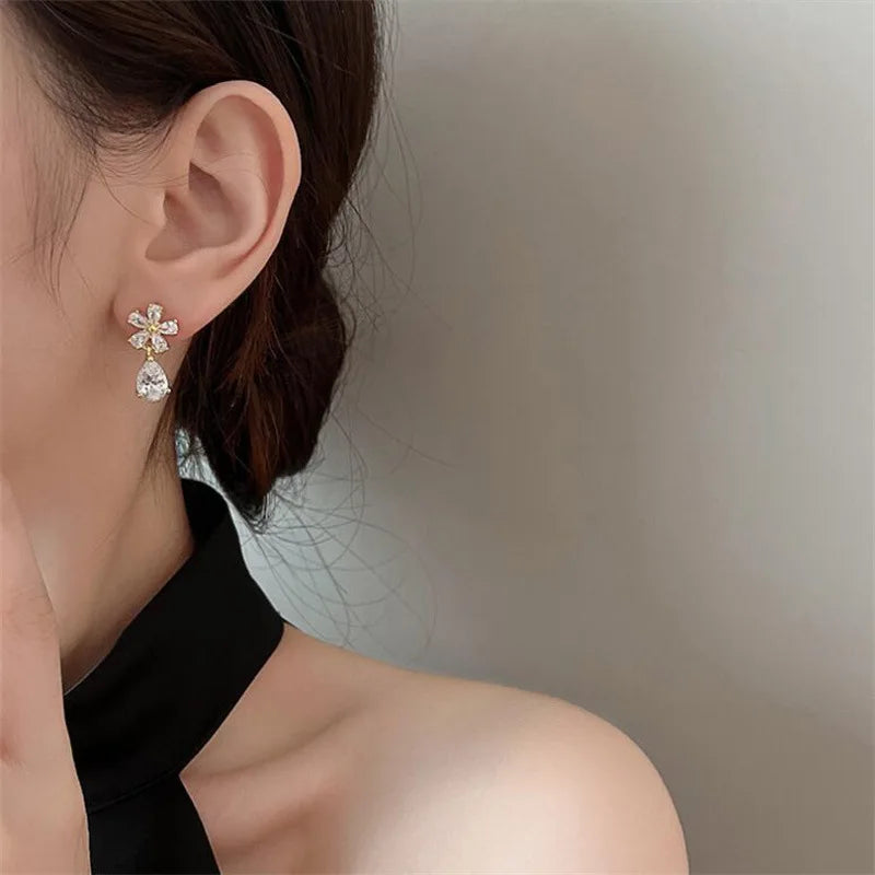 Light Luxury Zircon Stud Earrings Women's Fashion