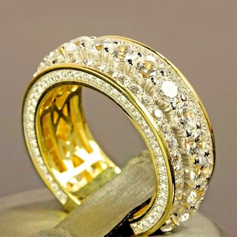 14 k gold color Gold Full Diamond Round Ring