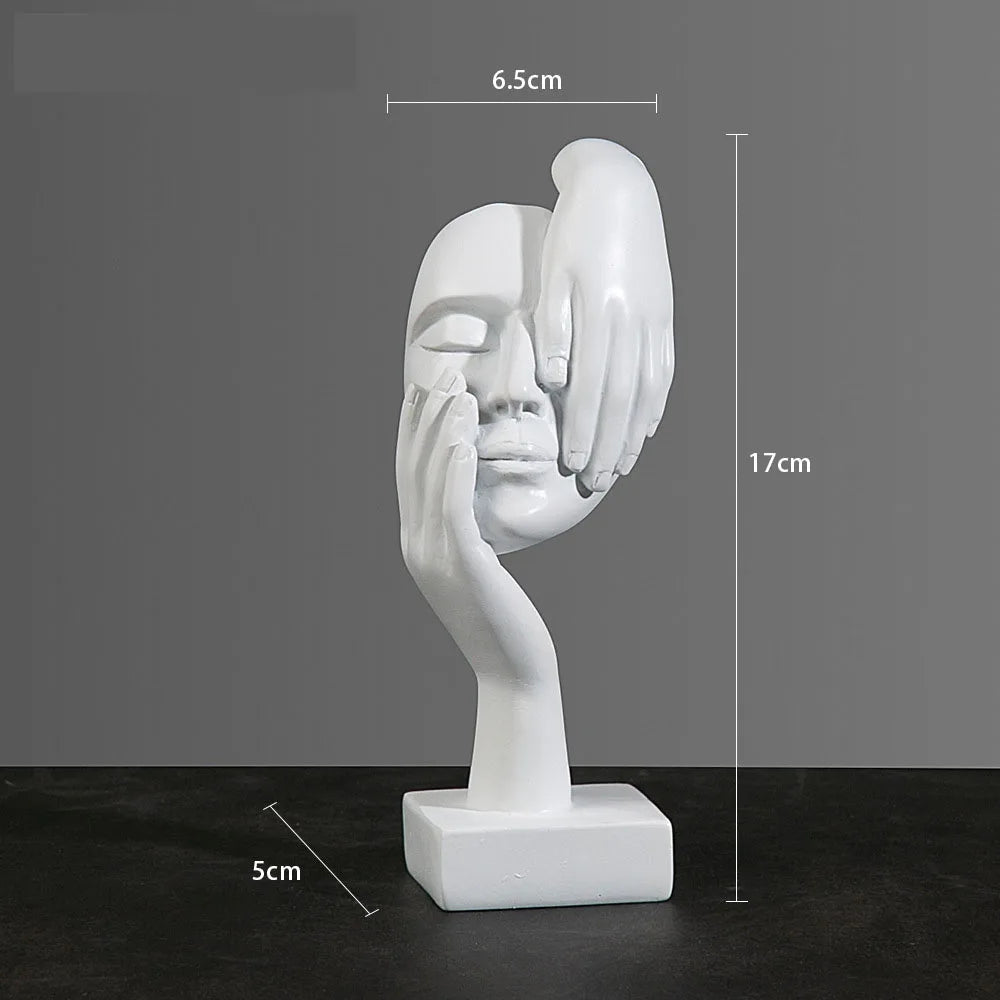 Resin Abstract Mask Statues European Miniature Figurines for Interior Home