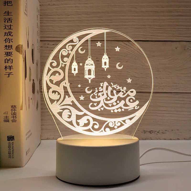 3D Moon Castle Acrylic LED Night Light Eid Mubarak