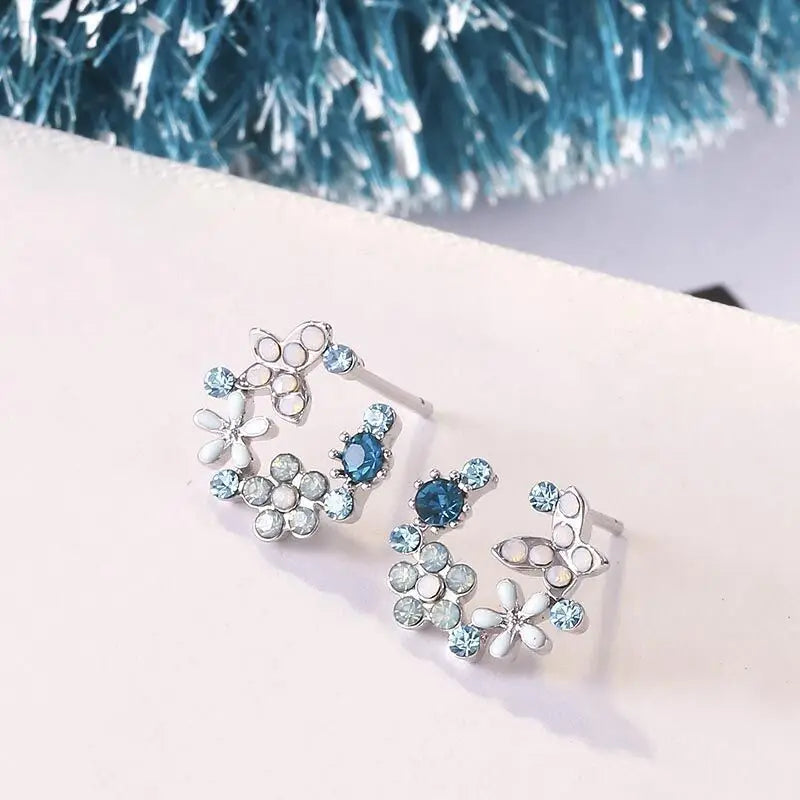 Romantic Zircon Flower Stud Earring