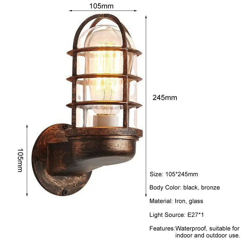 Outdoor Waterproof Wall Lamp American Country Retro