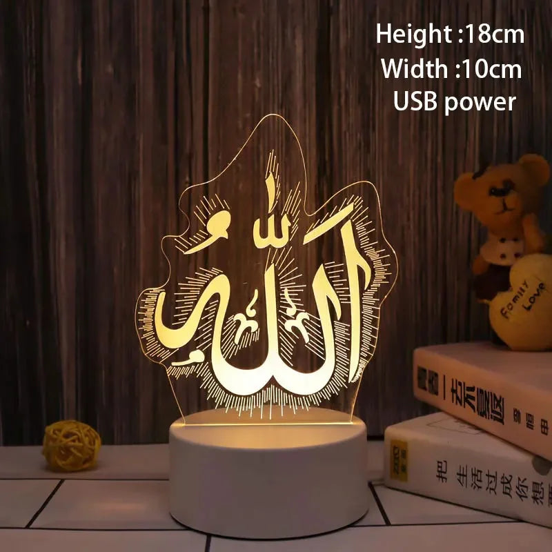 EID Mubarak Decor Lights Moon Castle 3D LED Night Light Gurbang Kareem Table Ornaments Ramadan Decoration for Home Eid Al Adha