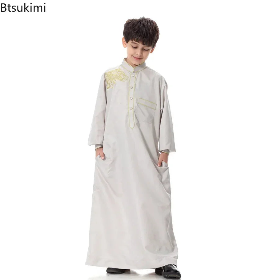 2025 Muslim Boys Kids Robe Thoub Jubba Thobe Daffah